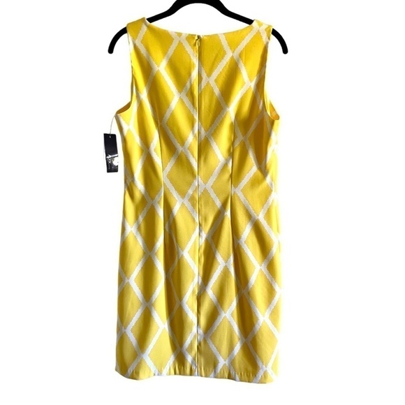 ALYX, NWT, WOMENS YELLOW & WHITE SLEEVELESS, SHEATH DRESS. SIZE 12P - Picture 3 of 6
